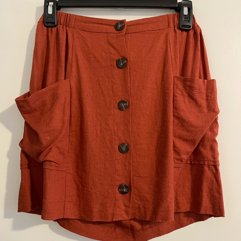 Rust Button Down Mini Skirt